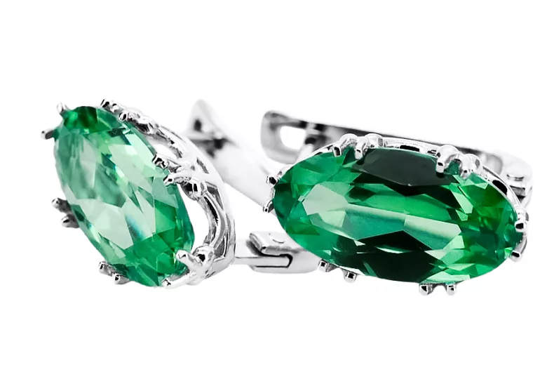 Des boucles d'oreilles Artisanat vintage Émeraude Argent sterling 925 vec021s