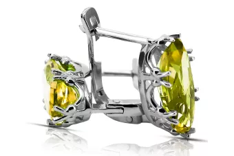 Plata de ley 925 Peridoto amarillo Pendientes Estilo vintage vec021s