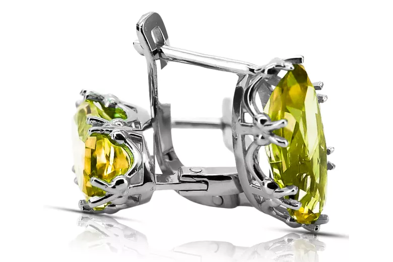 Klasický vinobraní náušnice Žlutý Perydot 925 Sterling Silver VEC021S