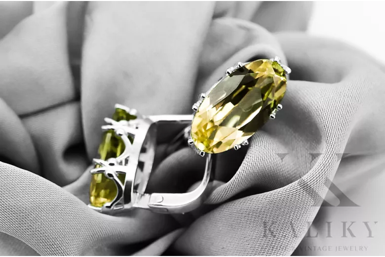 Gelber Peridot Sterling Silber 925 Ohrringe Vintage Schmuck vec021s