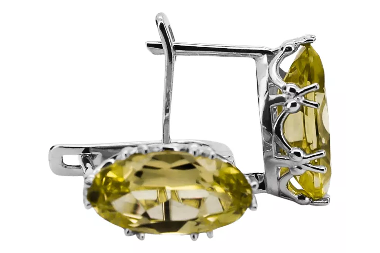 Klasický vinobraní náušnice Žlutý Perydot 925 Sterling Silver VEC021S