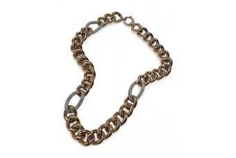 Yellow white Italian 14k 585 gold Fantazy Lady chain necklace cfc010yw