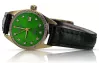Yellow 14k gold lady Geneve watch green dial lw078ydgrz