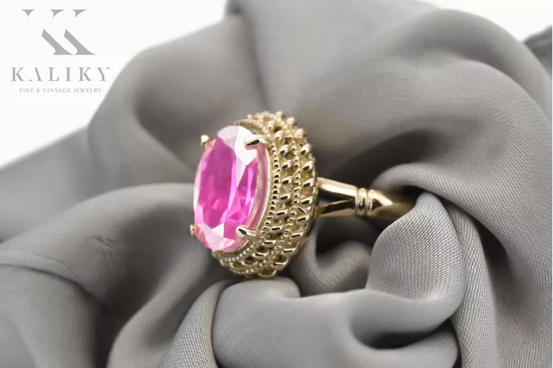 Inel sovietic rusesc din aur 585 trandafir 14k alexandrit rubin smarald safir zircon vrc014