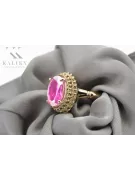 Rožinis raudonas 14k 585 aukso žiedas su Ametistu vrc068 Vintage