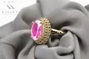 Rožinis raudonas 14k 585 aukso žiedas su Ametistu vrc068 Vintage