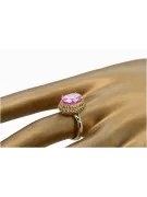 Rožinis raudonas 14k 585 aukso žiedas su Ametistu vrc068 Vintage