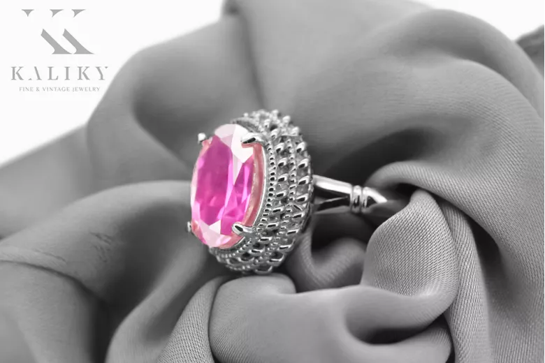 Російська радянська троянда, золото 585 проби, александрит, рубін, смарагд, сапфір, циркон, каблучка vrc014