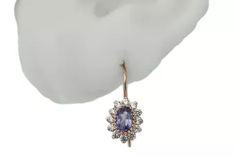 Rožinės spalvos 14 aukso 585 aleksandrito auskarai cec026r rusiško sovietinio vintažinio stiliaus