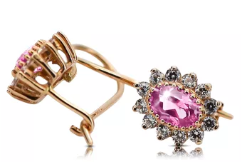 Pendientes de la princesa de la princesa de la princesa de la vendimia 14k Oro de rosa CEC026R