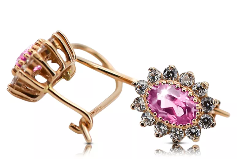 Vintage style Earrings Amethyst 14K Rose gold cec026r