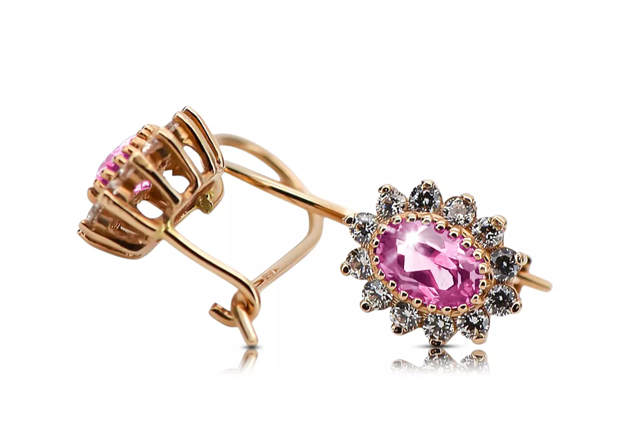 Серьги Аметист Розовое золото 14K Винтаж стиль cec026r