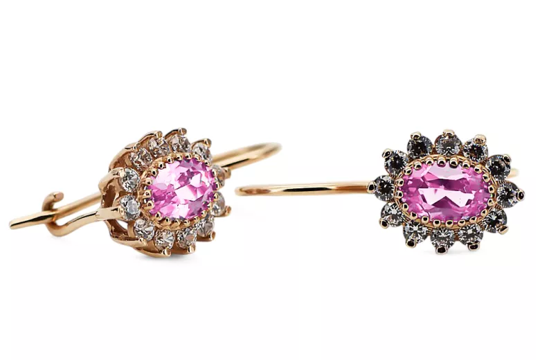 Серьги Аметист Розовое золото 14K Винтаж стиль cec026r