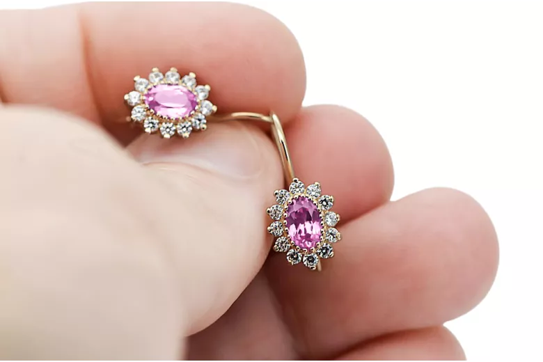 Vintage style Earrings Amethyst 14K Rose gold cec026r
