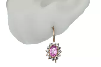 Vintage štýl princezná ametyst náušnice 14k Rose Gold CEC026R