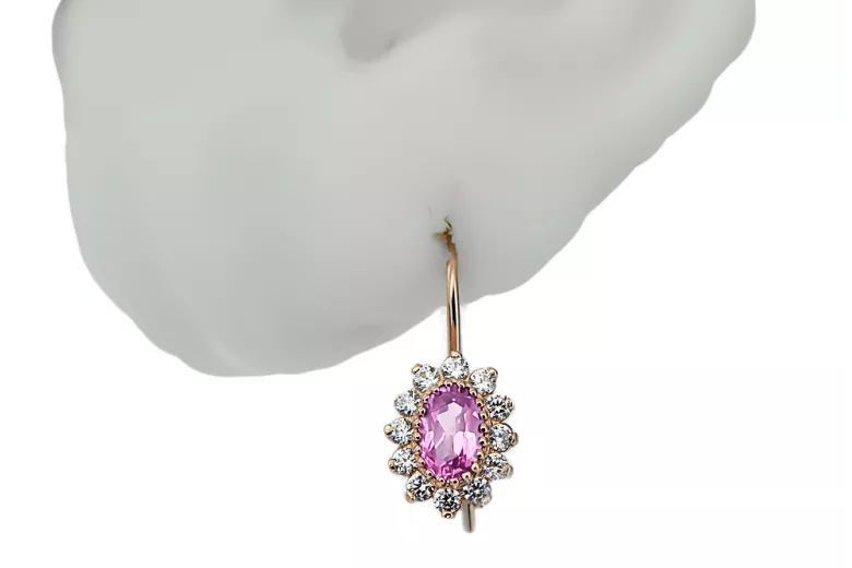 Pendientes de la princesa de la princesa de la princesa de la vendimia 14k Oro de rosa CEC026R