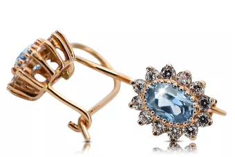 14K Rose gold Aquamarine Earrings Vintage craft cec026r