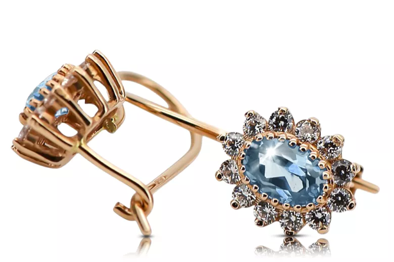 Ohrringe Vintage Aquamarin 14 Karat Roségold cec026r
