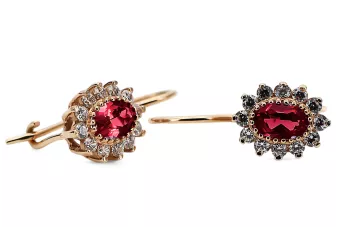 Auskarai Vintažiniai amatai Rubinas 14 karatų raudonas auksas cec026r