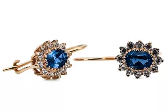 Pendientes Zafiro Oro rosa de 14 quilates Estilo vintage cec026r