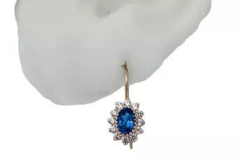 Earrings Sapphire 14K Rose gold Vintage craft cec026r