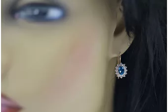 Earrings Sapphire 14K Rose gold Vintage craft cec026r