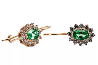 Сережки Вінтаж прикраси Смарагд 14К рожеве золото cec026r