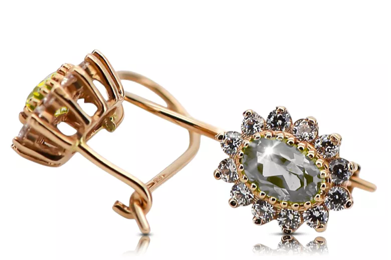 Zircon Aur roz 14K Cercei Vintage cec026r