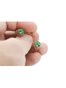 Rose pink 14k 585 gold emerald earrings vec117r Vintage Russian Soviet style
