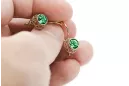 Rose pink 14k 585 gold emerald earrings vec117r Vintage Russian Soviet style