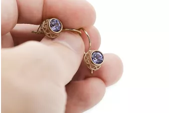 Винтидж бижута Обеци Александрит Оригинално ретро 14k розово злато vec117r