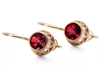Rubis Or rose 14 carats vintage d'origine Des boucles d'oreilles Bijoux vintage vec117r
