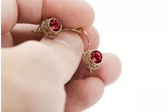 Cercei Vintage bijuterii Rubin Original vintage din aur roz de 14k vec117r