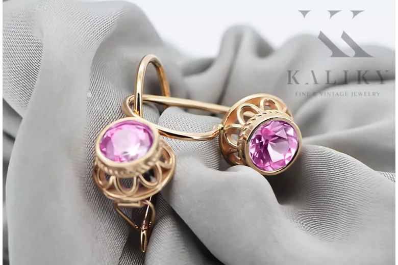 Vintage craft Earrings Amethyst Original Vintage 14K Rose Gold vec117r Vintage craft Earrings Amethyst Original Vintage 14K Rose Gold vec117r