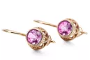 Pendientes Amatista Oro rosa antiguo original de 14k Artesanía vintage vec117r