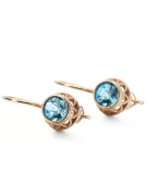 Ohrringe Aquamarin Originales Vintage-Roségold aus 14 Karat Vintage Handwerk vec117r