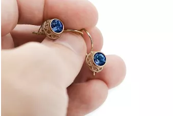 Auskarai Sapyras Originalus 14k rožinio aukso vintage Vintažinis stilius vec117r