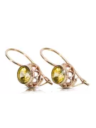 Oro rosa antiguo original de 14k Peridoto amarillo Pendientes Joyería vintage vec117r