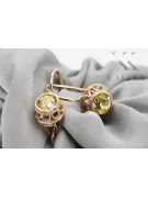 Oro rosa antiguo original de 14k Peridoto amarillo Pendientes Joyería vintage vec117r