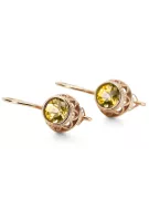 Oro rosa antiguo original de 14k Peridoto amarillo Pendientes Joyería vintage vec117r
