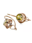 Oro rosa antiguo original de 14k Peridoto amarillo Pendientes Joyería vintage vec117r