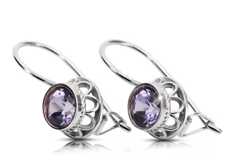 Silver 925 Alexandrite Boucles d'oreilles VEC117S Russe Soviétique Vintage Style