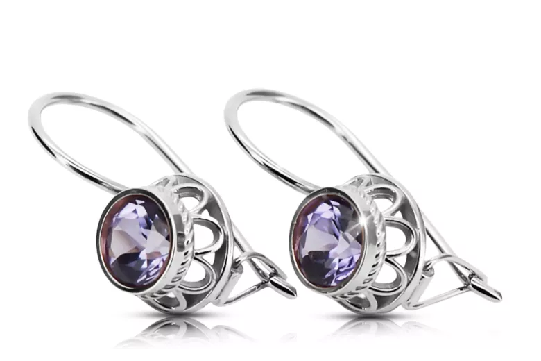 Silver 925 Alexandrite earrings vec117s Russian Soviet Vintage style