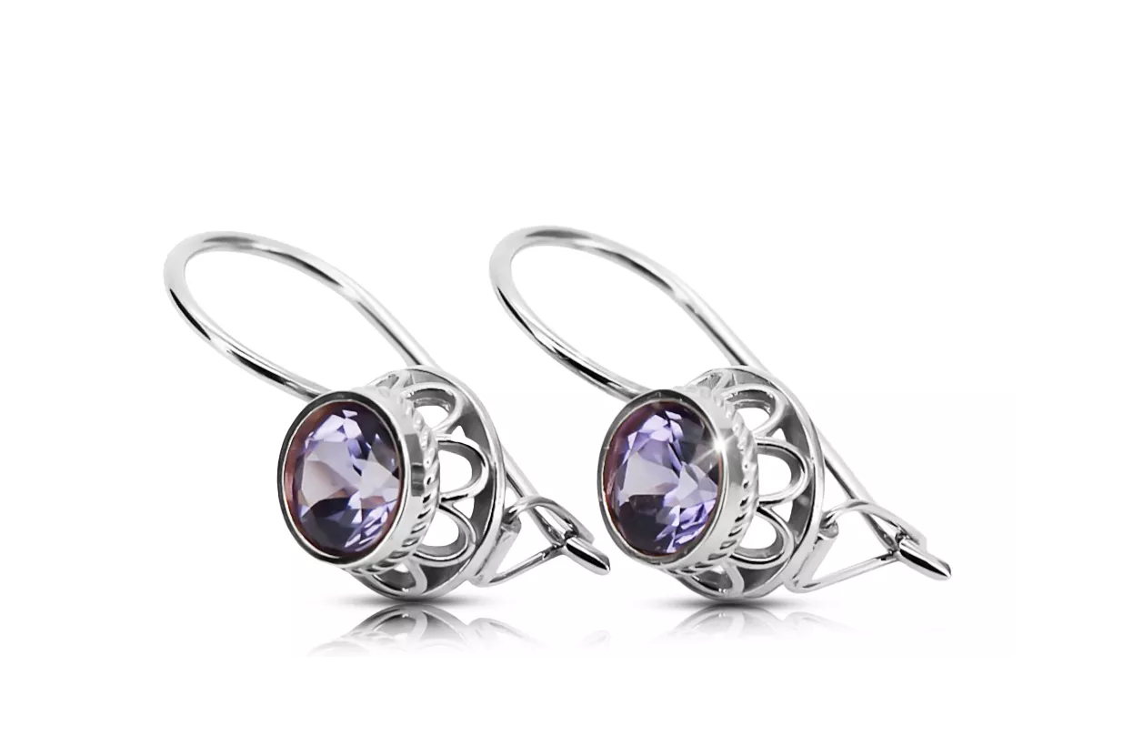 Silver 925 Alexandrite earrings vec117s Russian Soviet Vintage style Silver 925 Alexandrite earrings vec117s Russian Soviet Vintage style