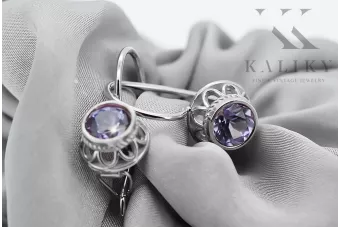 Pendientes de plata 925 alexandrita VEC117S RUSA SOVIET SOVIET STYLE