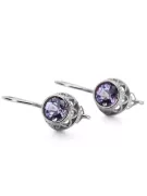 Silver 925 Alexandrite Boucles d'oreilles VEC117S Russe Soviétique Vintage Style