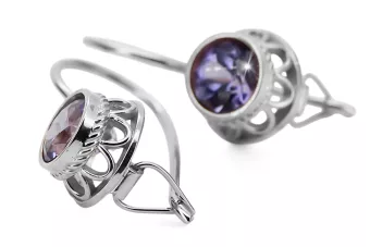 Sidabro 925 Aleksandrito auskarai VEC117S Rusijos sovietinis derliaus stilius