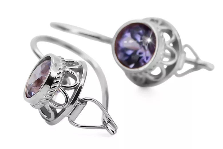 Silver 925 Alexandrite earrings vec117s Russian Soviet Vintage style