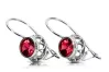 Sterling silver 925 Ruby Earrings Vintage Jewlery vec117s