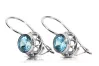 Vintage craft Earrings Aquamarine Sterling silver 925 vec117s